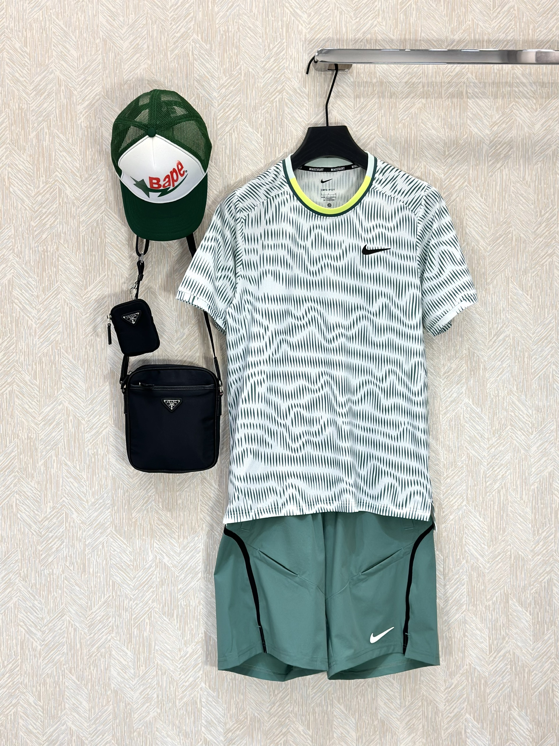 Bộ, Set hè Nike N phối màu kẻ Xanh Trắng Like Auth on web VTN